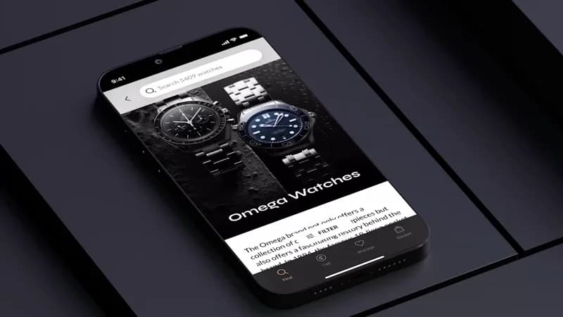 Premium iOS-App für Luxusuhren-Shopping mit Silberpuls entwickelt.