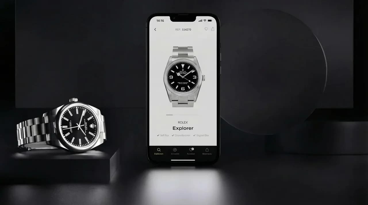 Premium iOS app for luxury watch shopping, developed with Silberpuls.