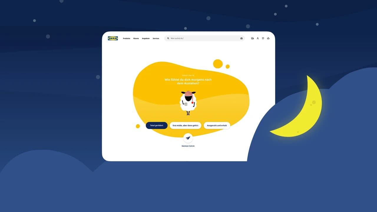 Interactive guide to determine sleep type with product recommendations.