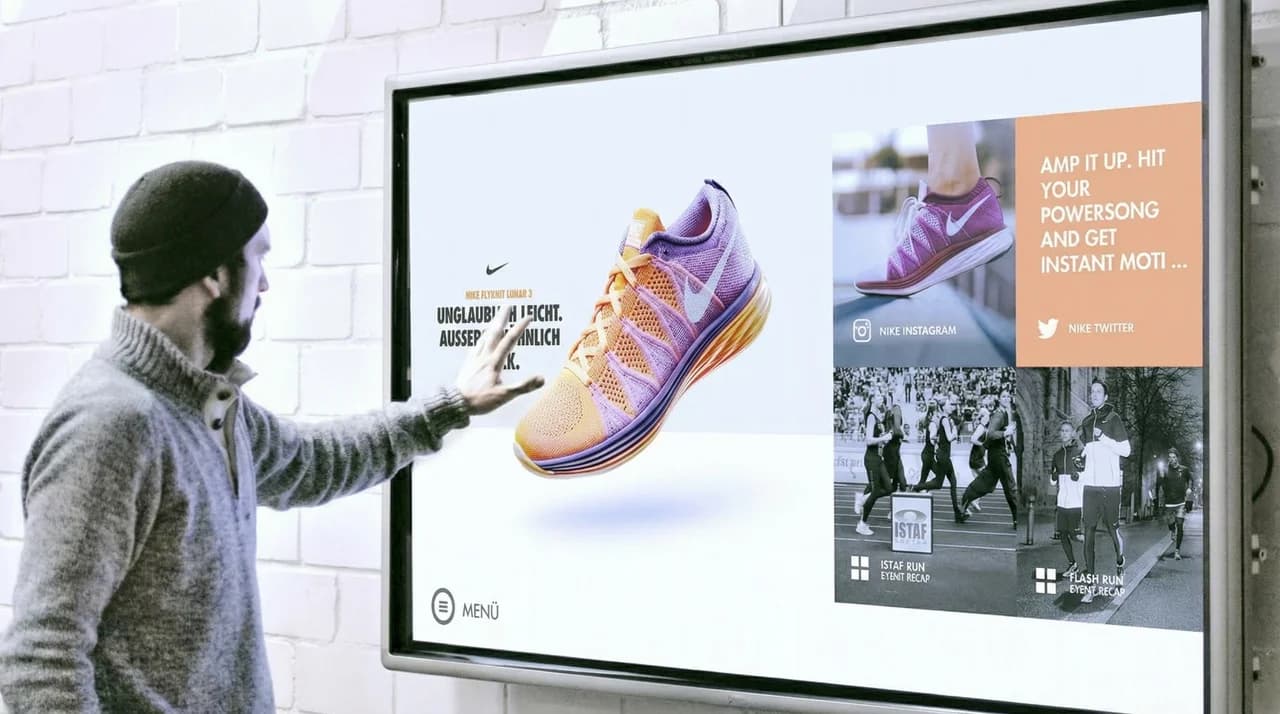 Interactive touchscreen application for Nike at point of sale.