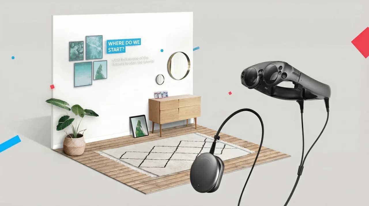 AR glasses prototype for innovative picture hanging assistance.