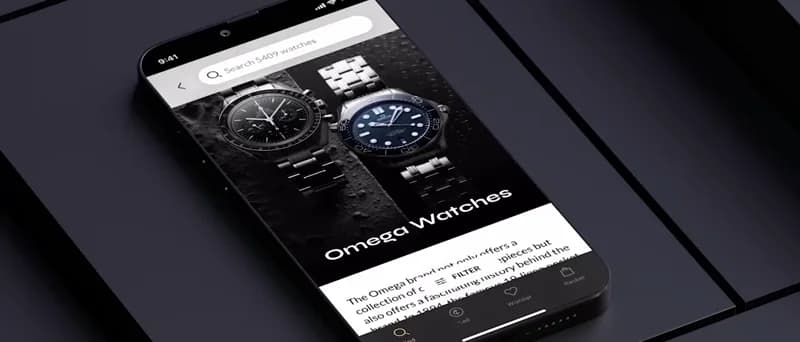 Premium iOS app for luxury watch shopping, developed with Silberpuls.
